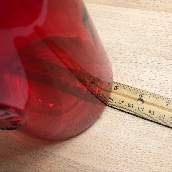 Genuine Crafted & Original Red Glass Ribbed Candle Holder with Metal Wire Handle - Picture 10 of 11